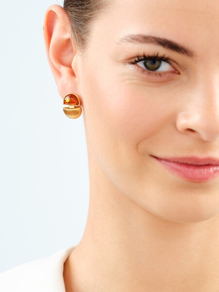 Gold-Plated Silver Earrings with Amber