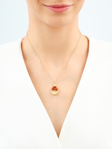 Gold-Plated Silver Pendant with Amber