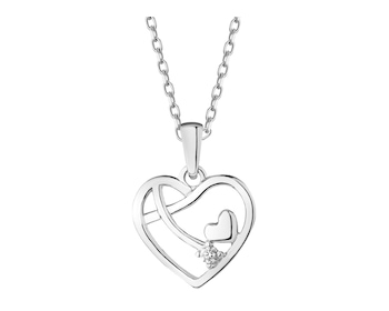 Rhodium Plated Silver Pendant with Cubic Zirconia