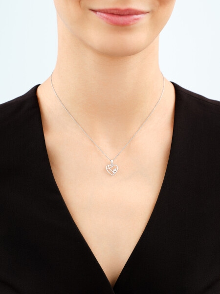 Rhodium Plated Silver Pendant with Cubic Zirconia