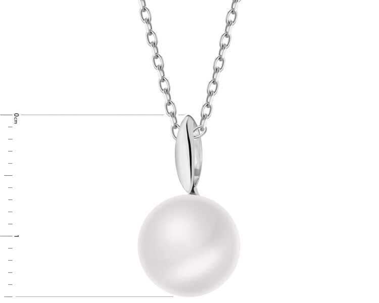 Rhodium Plated Silver Pendant with Pearl