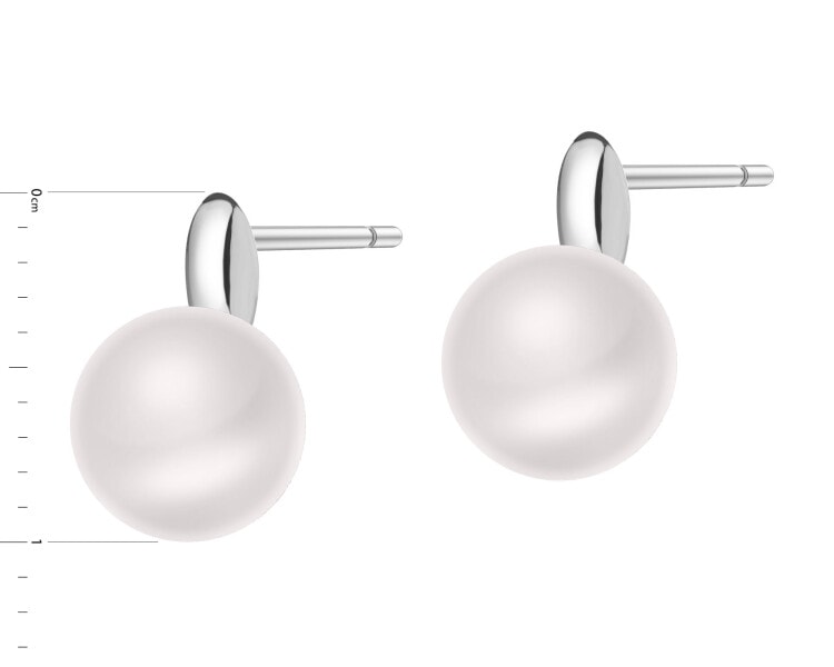 Rhodium Plated Silver Earrings with Pearl