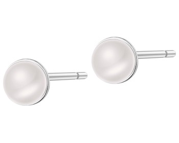 Rhodium Plated Silver Earrings with Pearl