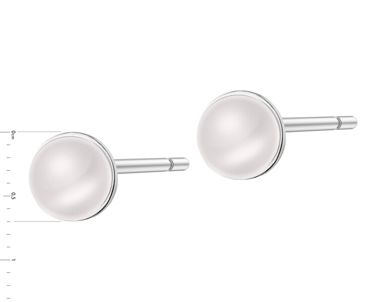 Rhodium Plated Silver Earrings with Pearl