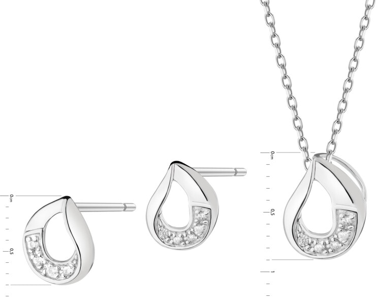 Rhodium Plated Silver Set with Cubic Zirconia