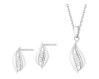 Rhodium Plated Silver Set with Cubic Zirconia