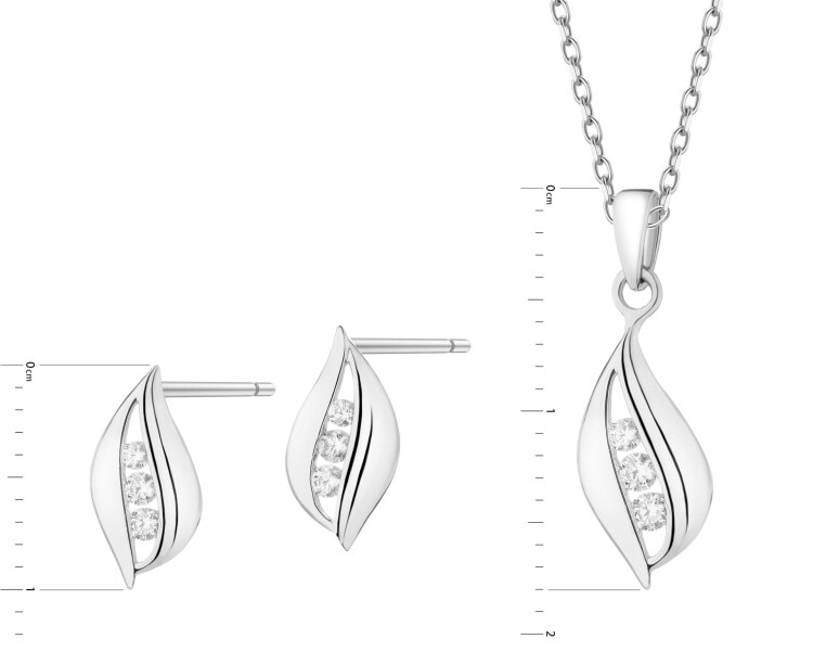 Rhodium Plated Silver Set with Cubic Zirconia