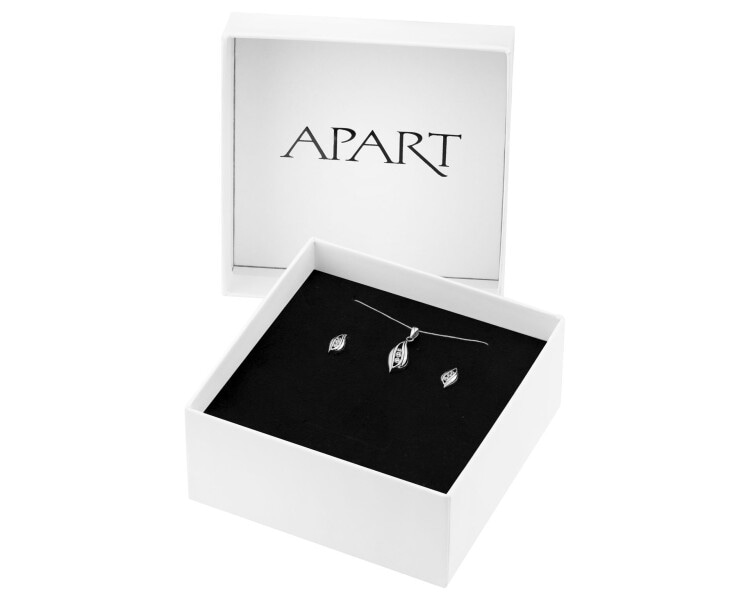 Rhodium Plated Silver Set with Cubic Zirconia