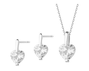 Rhodium Plated Silver Set with Cubic Zirconia