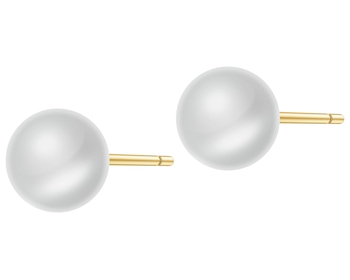 9 K Yellow Gold Earrings with Pearl