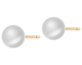 9 K Yellow Gold Earrings with Pearl