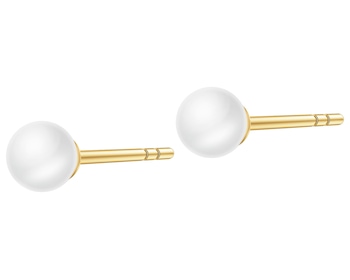 9 K Yellow Gold Earrings with Pearl