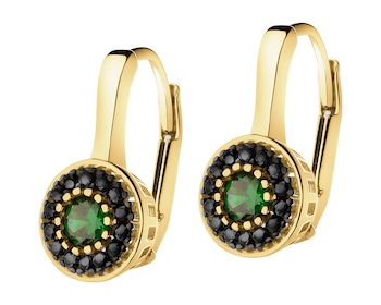 333 Yellow Gold/Black Rhodium Dangling Earring with Cubic Zirconia