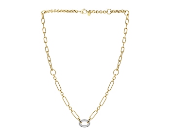 14 K Rhodium-Plated Yellow Gold Necklace with Cubic Zirconia