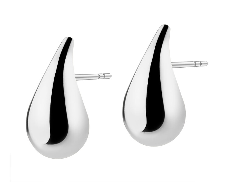 14 K Rhodium-Plated White Gold Earrings 