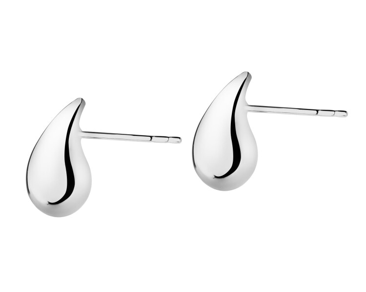 14 K Rhodium-Plated White Gold Earrings 