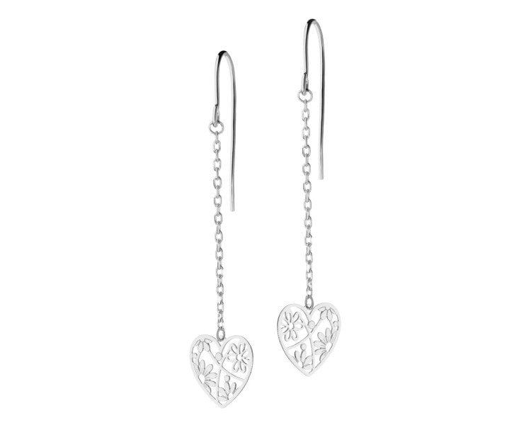 14 K Rhodium-Plated White Gold Dangling Earring 