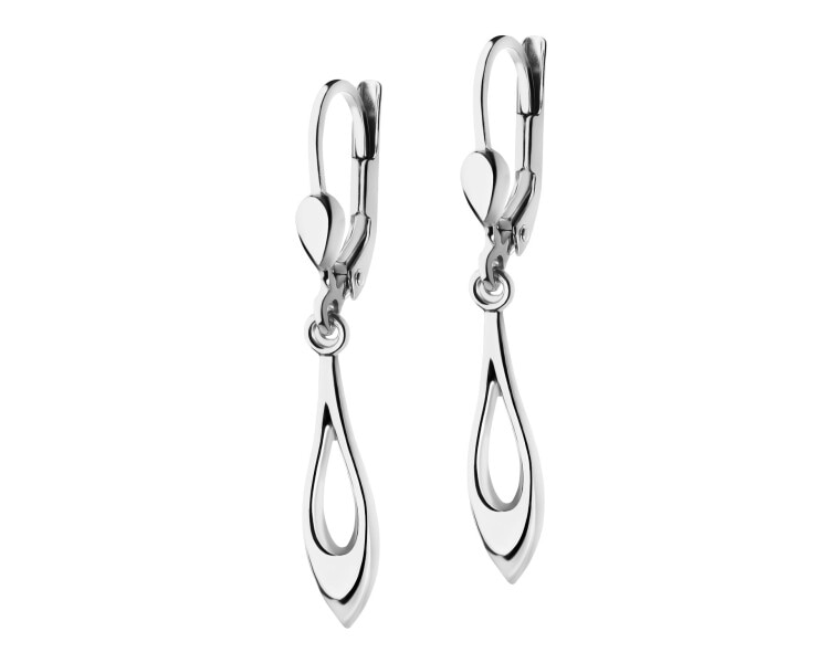 14 K Rhodium-Plated White Gold Dangling Earring 