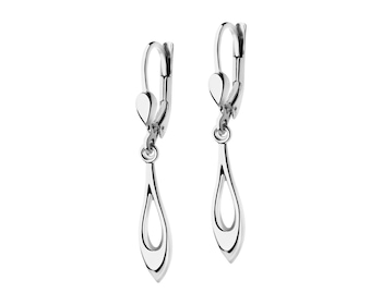 14 K Rhodium-Plated White Gold Dangling Earring 