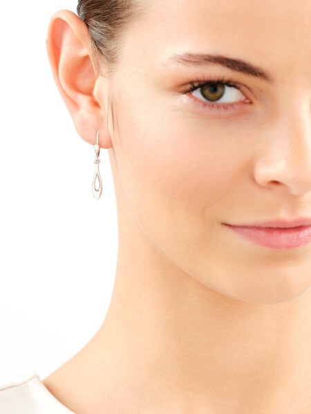 14 K Rhodium-Plated White Gold Dangling Earring 