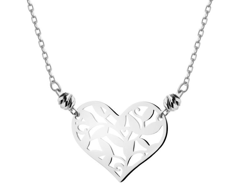 14 K Rhodium-Plated White Gold Necklace