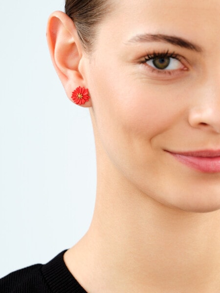 Gold-Plated Metal, Silver, Polyurethane Earrings 