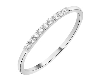 Rhodium Plated Silver Band Ring with Cubic Zirconia