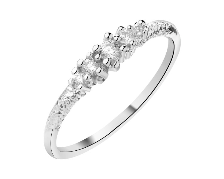 Rhodium Plated Silver Ring with Cubic Zirconia