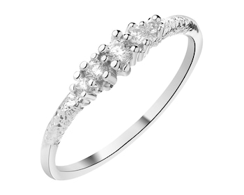 Rhodium Plated Silver Ring with Cubic Zirconia