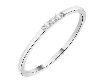 Rhodium Plated Silver Band Ring with Cubic Zirconia