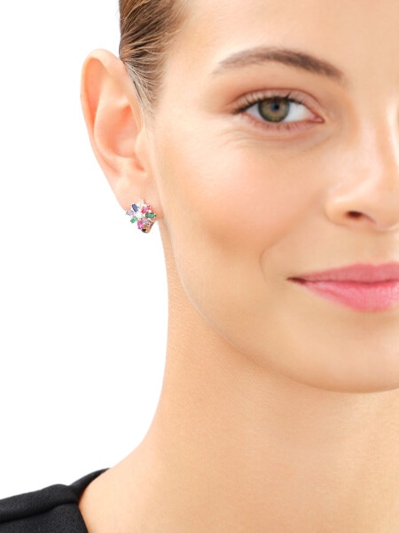 Rhodium Plated Silver Earrings with Cubic Zirconia