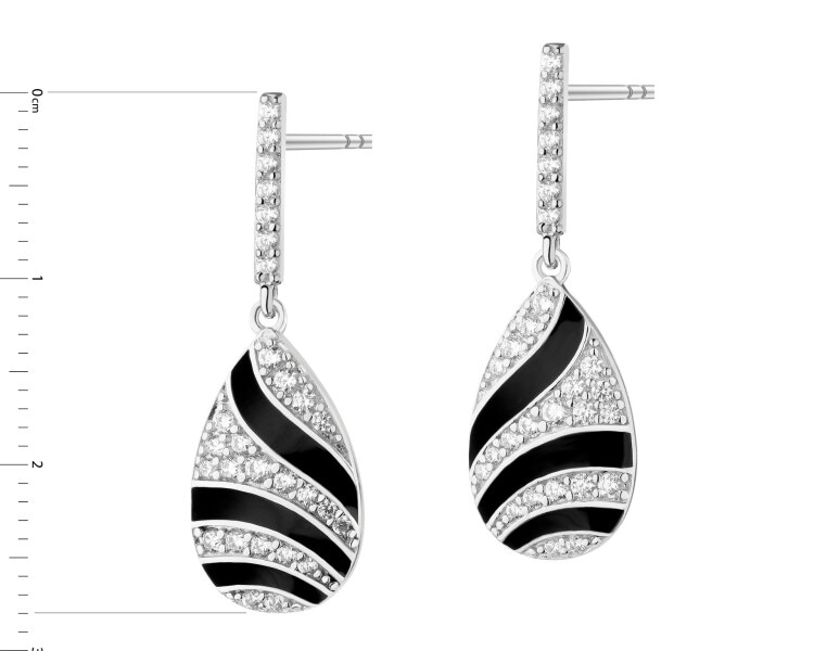 Rhodium Plated Silver Dangling Earring with Cubic Zirconia