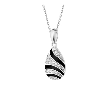 Rhodium Plated Silver Pendant with Cubic Zirconia