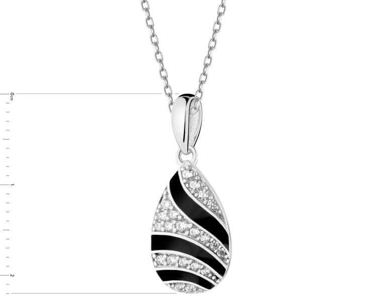 Rhodium Plated Silver Pendant with Cubic Zirconia