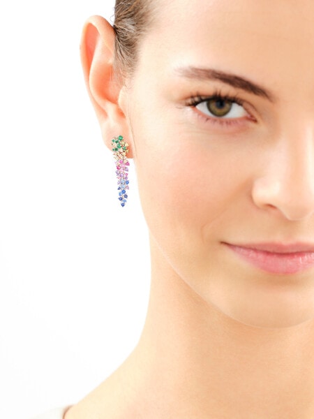 Rhodium Plated Silver Dangling Earring with Cubic Zirconia