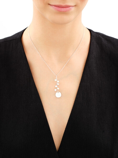 Rhodium Plated Silver Necklace with Pearl