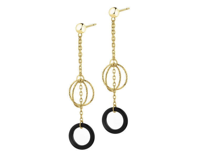 Gold-Plated Silver Dangling Earring with Glass