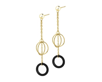 Gold-Plated Silver Dangling Earring with Glass