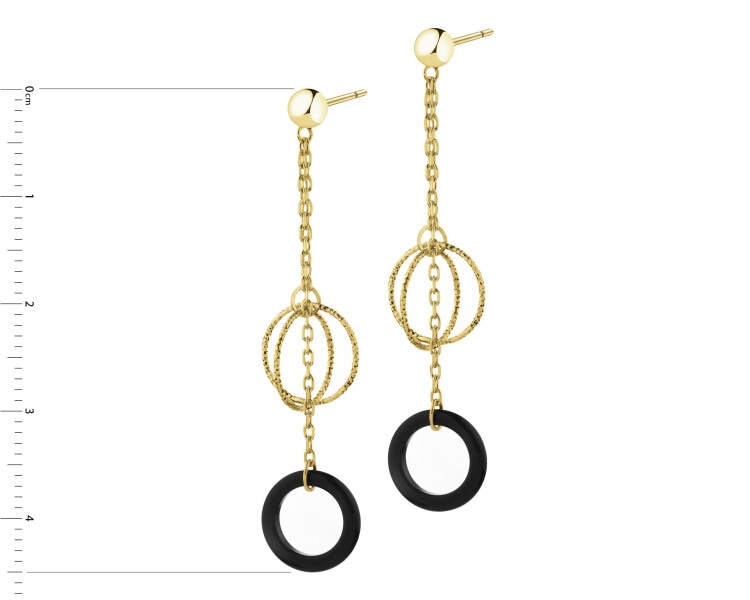 Gold-Plated Silver Dangling Earring with Glass