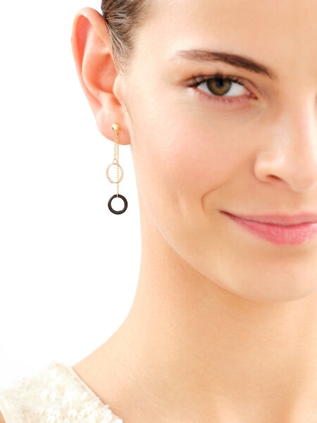 Gold-Plated Silver Dangling Earring with Glass