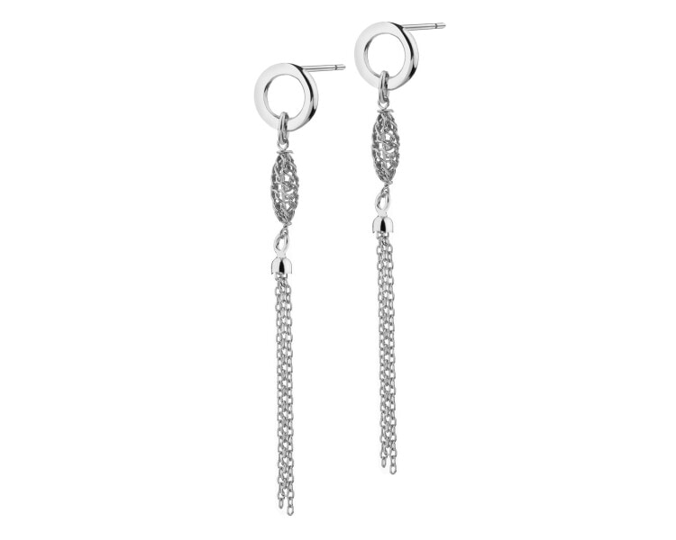 Rhodium Plated Silver Dangling Earring 