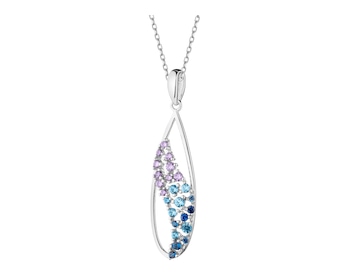 Rhodium Plated Silver Pendant with Cubic Zirconia