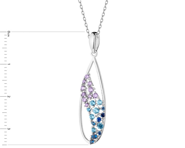 Rhodium Plated Silver Pendant with Cubic Zirconia