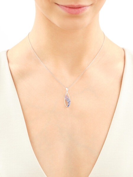 Rhodium Plated Silver Pendant with Cubic Zirconia