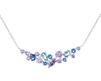 Rhodium Plated Silver Necklace with Cubic Zirconia