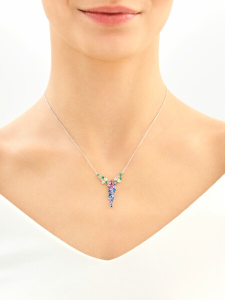 Rhodium Plated Silver Necklace with Cubic Zirconia