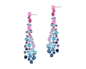 Rhodium Plated Silver Dangling Earring with Cubic Zirconia