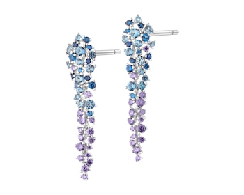 Rhodium Plated Silver Dangling Earring with Cubic Zirconia