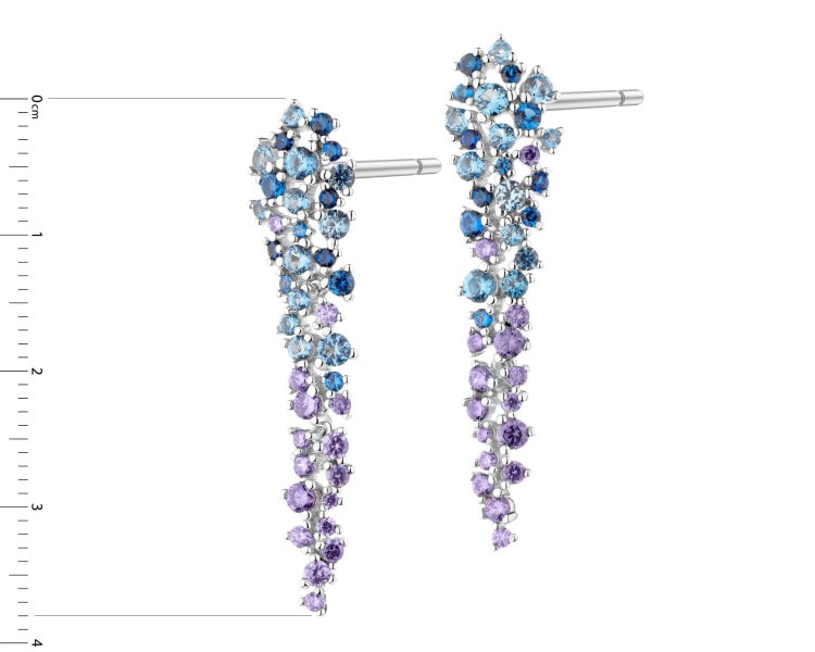 Rhodium Plated Silver Dangling Earring with Cubic Zirconia