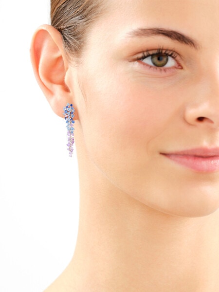 Rhodium Plated Silver Dangling Earring with Cubic Zirconia